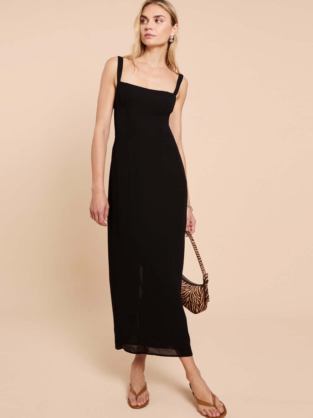 Few Moda Vada Black Square-Neck Open Back Maxi Dress